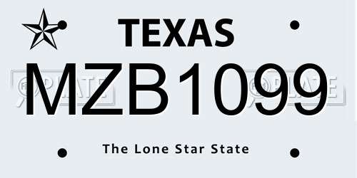 MZB1099 Texas License Plate