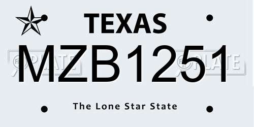 MZB1251 Texas License Plate