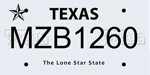 MZB1260 Texas License Plate