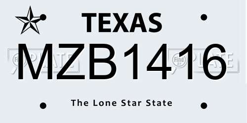MZB1416 Texas License Plate