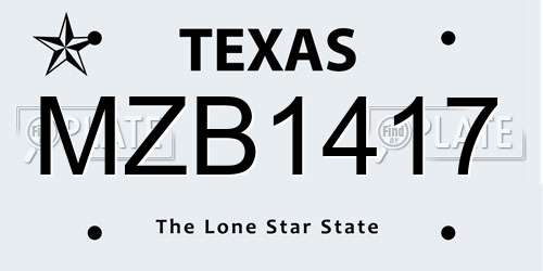 MZB1417 Texas License Plate
