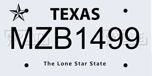 MZB1499 Texas License Plate