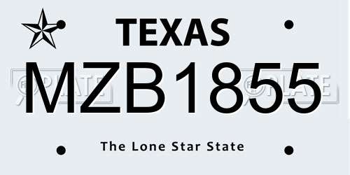 MZB1855 Texas License Plate