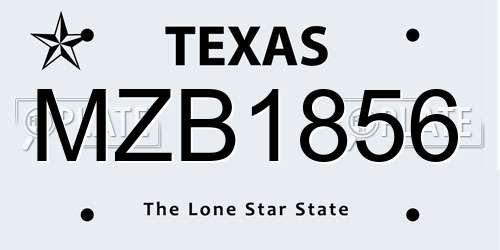 MZB1856 Texas License Plate