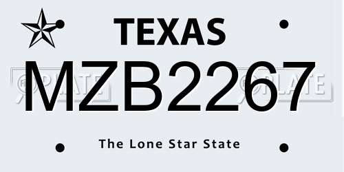 MZB2267 Texas License Plate