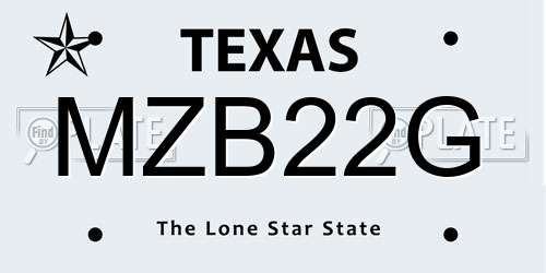 MZB22G Texas License Plate