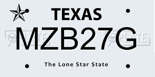 MZB27G Texas License Plate