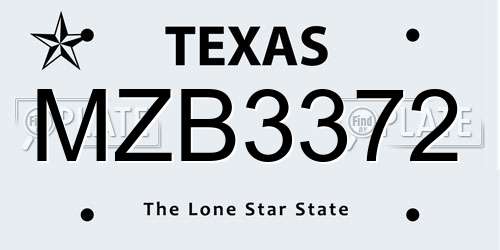 MZB3372 Texas License Plate