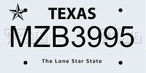 MZB3995 Texas License Plate