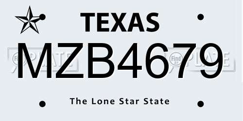 MZB4679 Texas License Plate