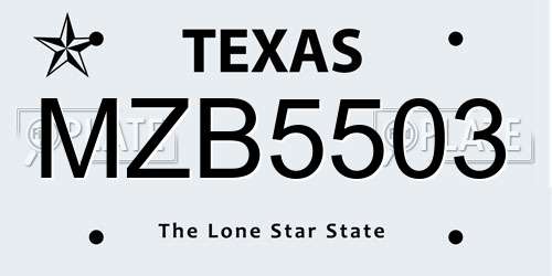 MZB5503 Texas License Plate