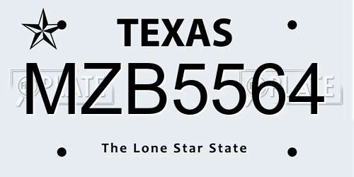 MZB5564 Texas License Plate