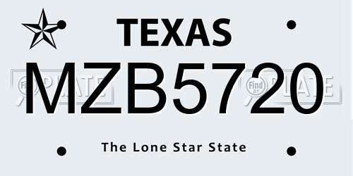 MZB5720 Texas License Plate