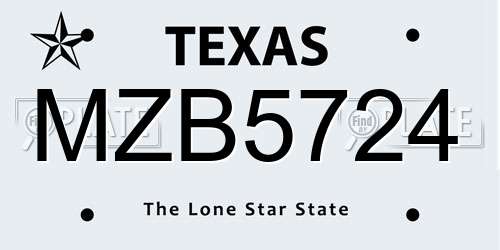 MZB5724 Texas License Plate
