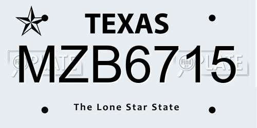 MZB6715 Texas License Plate