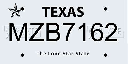 MZB7162 Texas License Plate