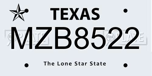 MZB8522 Texas License Plate
