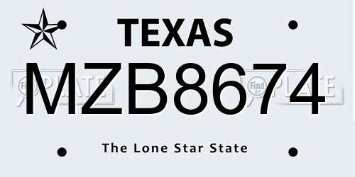 MZB8674 Texas License Plate