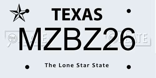 MZBZ26 Texas License Plate