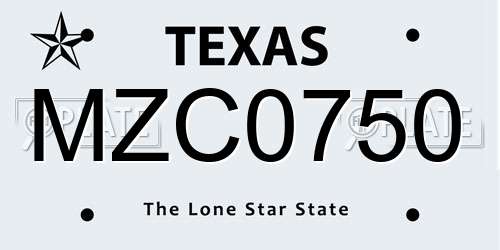 MZC0750 Texas License Plate