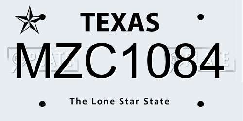 MZC1084 Texas License Plate