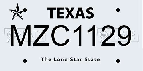 MZC1129 Texas License Plate