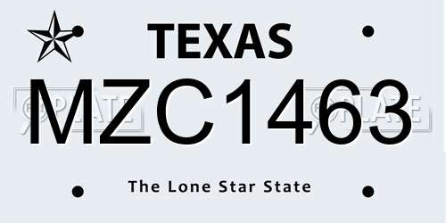 MZC1463 Texas License Plate