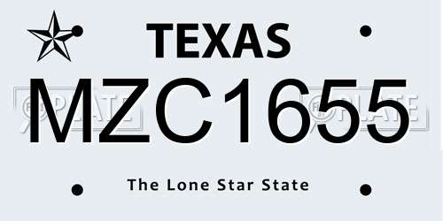 MZC1655 Texas License Plate