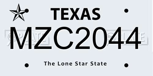 MZC2044 Texas License Plate