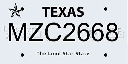 MZC2668 Texas License Plate