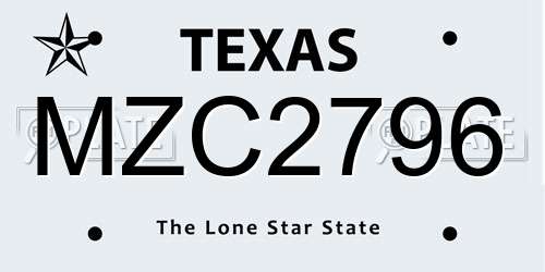 MZC2796 Texas License Plate