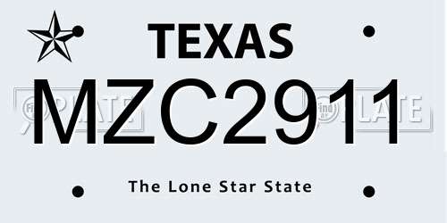 MZC2911 Texas License Plate