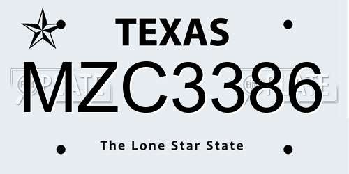 MZC3386 Texas License Plate