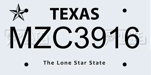 MZC3916 Texas License Plate