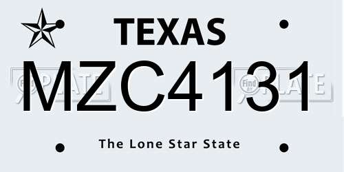 MZC4131 Texas License Plate