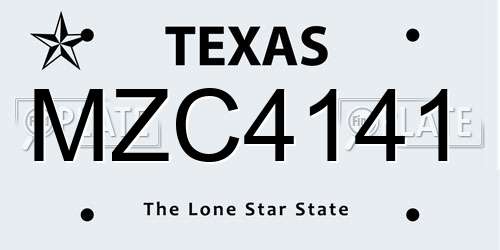 MZC4141 Texas License Plate