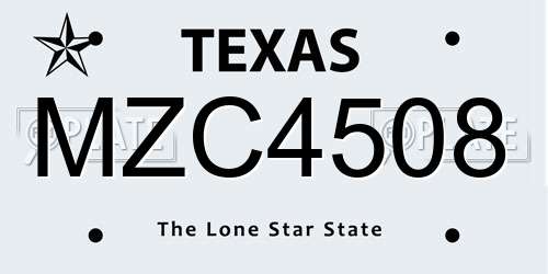 MZC4508 Texas License Plate
