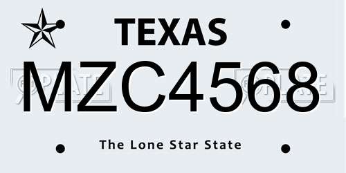 MZC4568 Texas License Plate