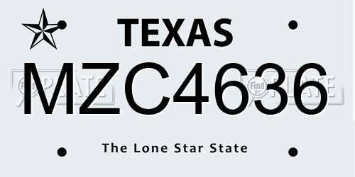 MZC4636 Texas License Plate