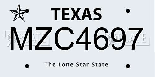 MZC4697 Texas License Plate