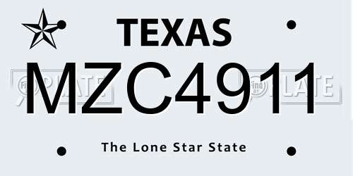 MZC4911 Texas License Plate