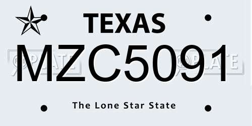 MZC5091 Texas License Plate