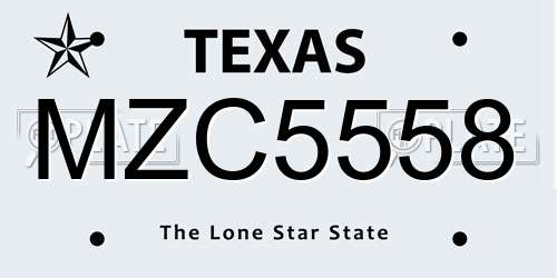 MZC5558 Texas License Plate