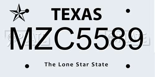 MZC5589 Texas License Plate