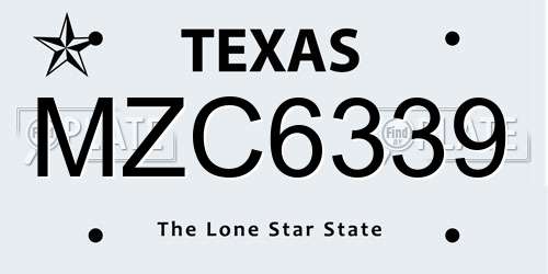MZC6339 Texas License Plate