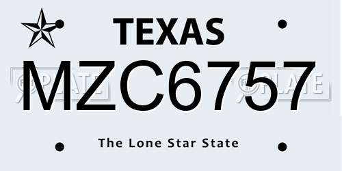 MZC6757 Texas License Plate