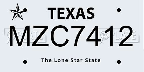 MZC7412 Texas License Plate