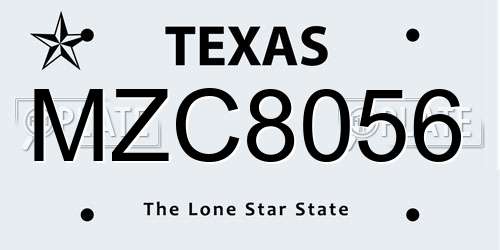 MZC8056 Texas License Plate