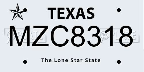MZC8318 Texas License Plate