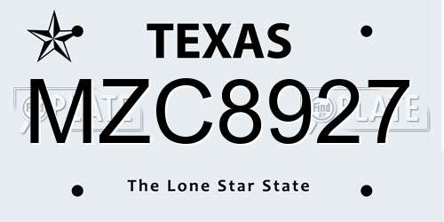 MZC8927 Texas License Plate